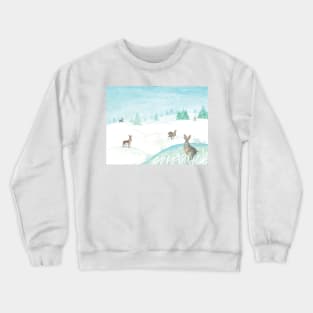 Wild rabbits in the snow in white winter Crewneck Sweatshirt